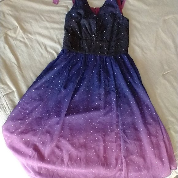 Eshakti ombre celestial stars surplice empire waist dress; Medium/8 - Picture 3 of 5